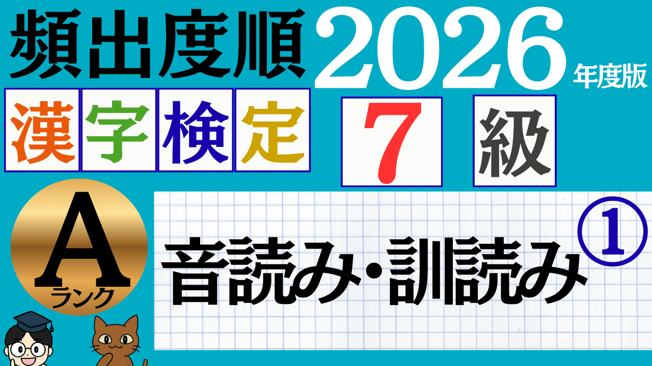 【2026年度版】漢検7級「部首」パート1(頻出ランクA)